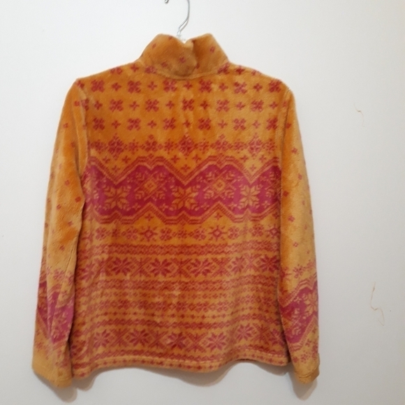 Vintage Talbots Sherpa Fleece Sweater Holiday 3/4 Zipper Orange Size Small - Picture 6 of 9